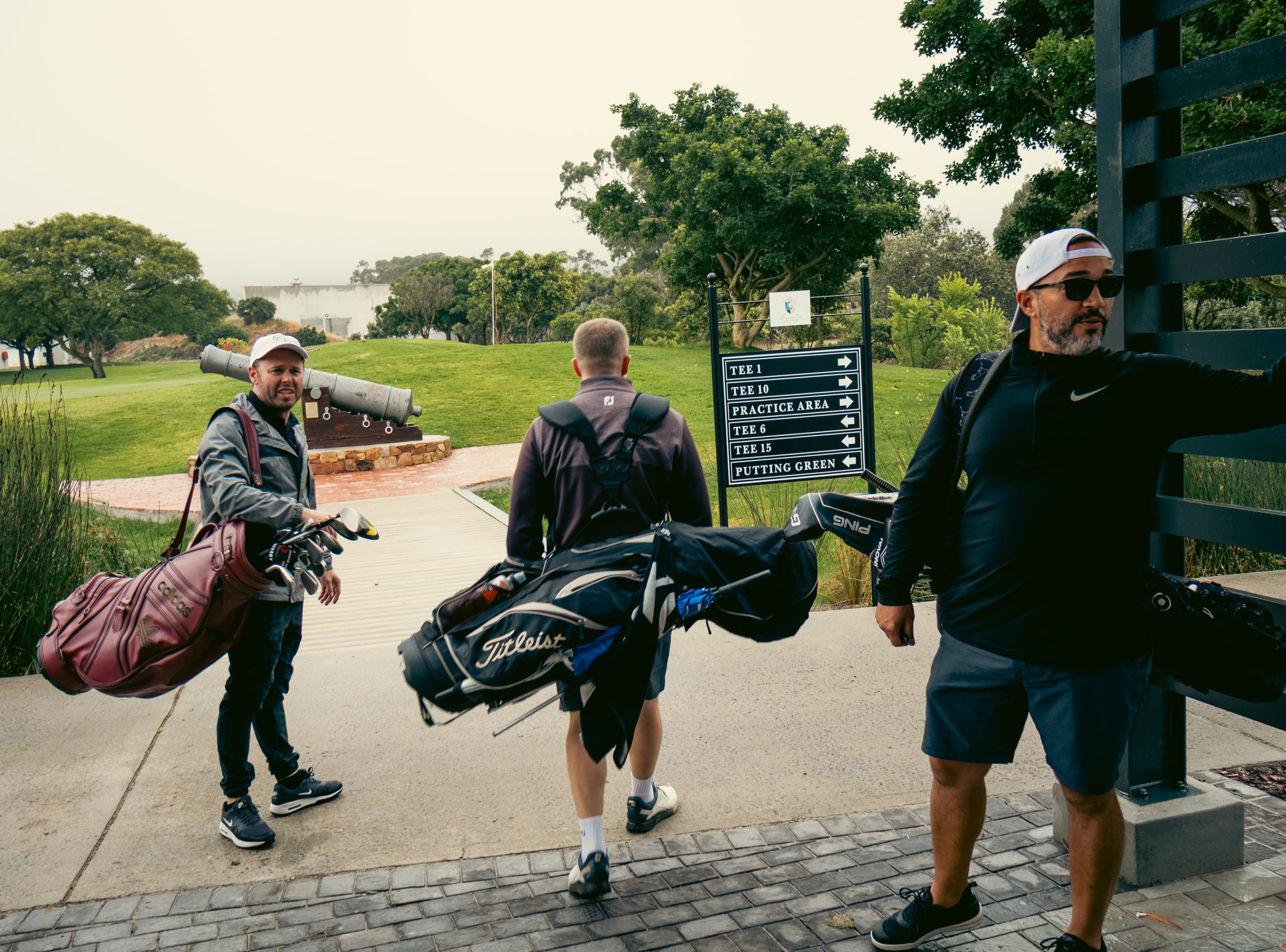 Golfers arriving at the course