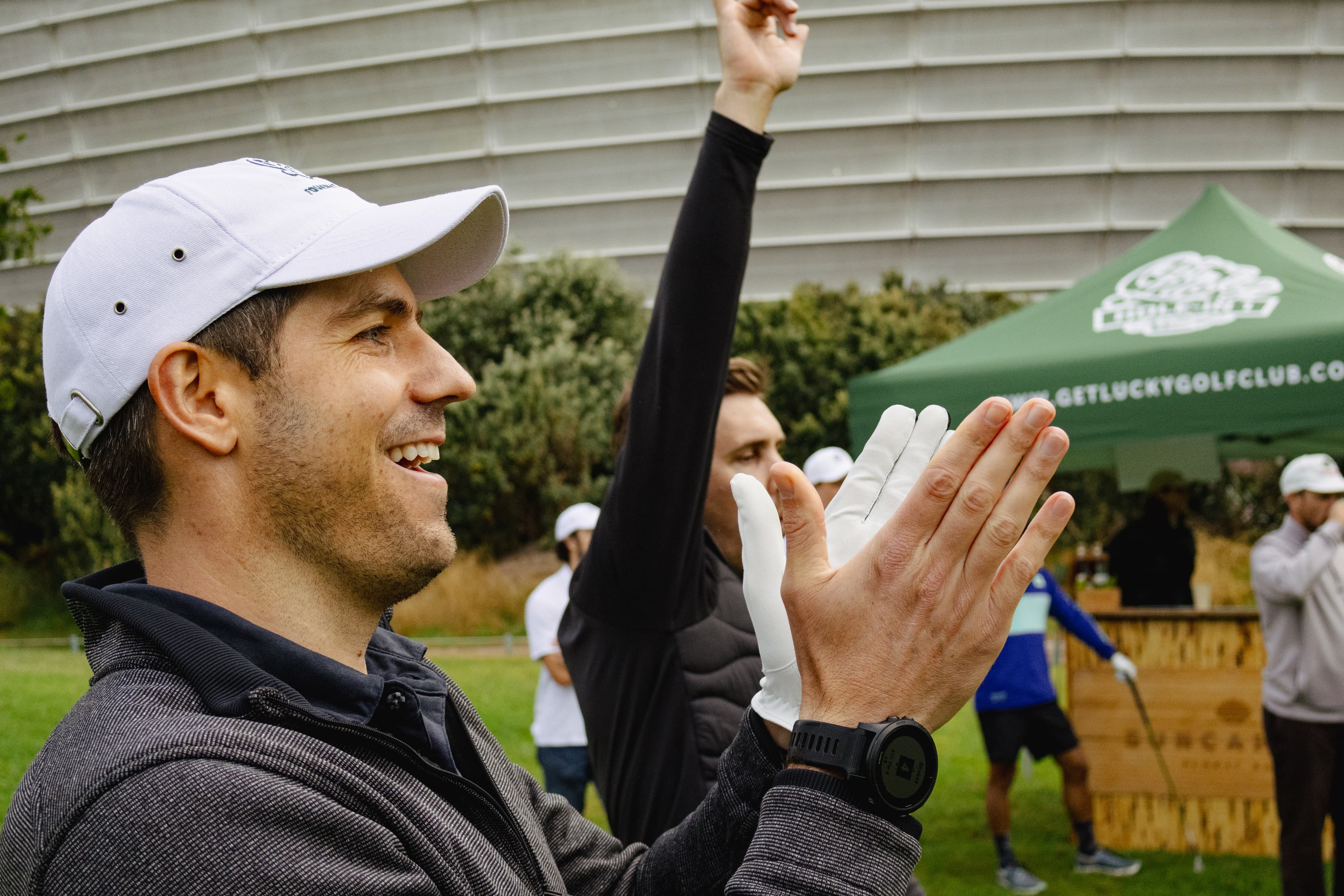 Golfer celebrating a shot at the challenge